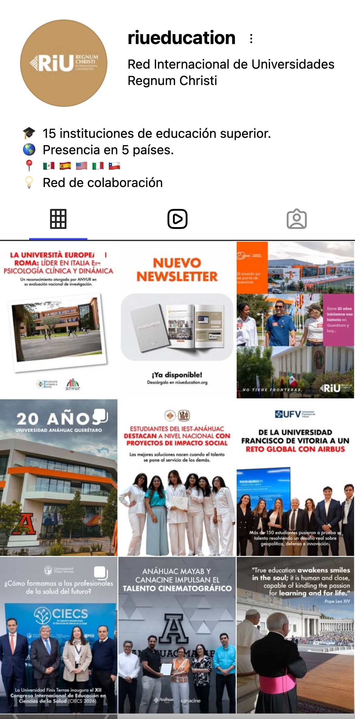 Perfil de Instagram de la RIU
