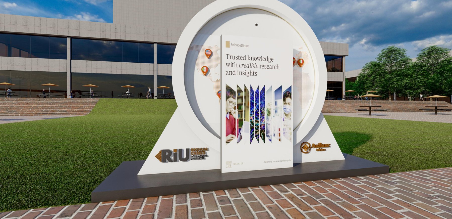 Render del portal RIU mostrando una pieza de comunicación institucional