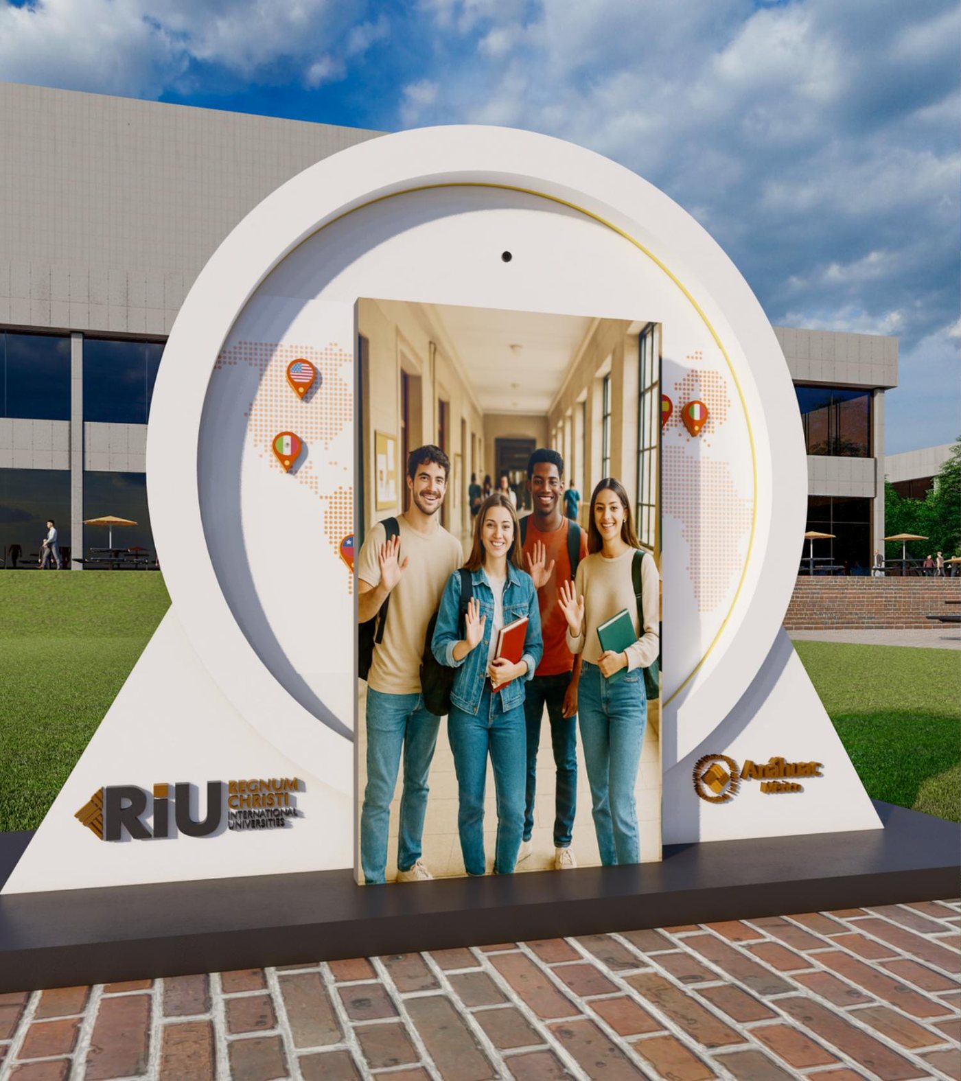 Render del portal RIU instalado en el campus de la Anáhuac México