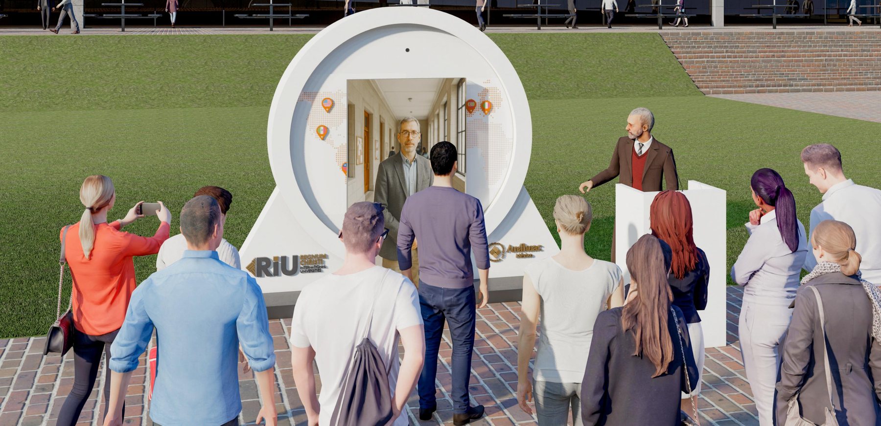 Render del portal RIU usado como escenario de un evento internacional